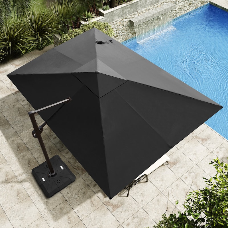 9 x 12 ft Outdoor Patio Cantilever Offset Umbrella with Heavy Duty Sand Water Fillable Base