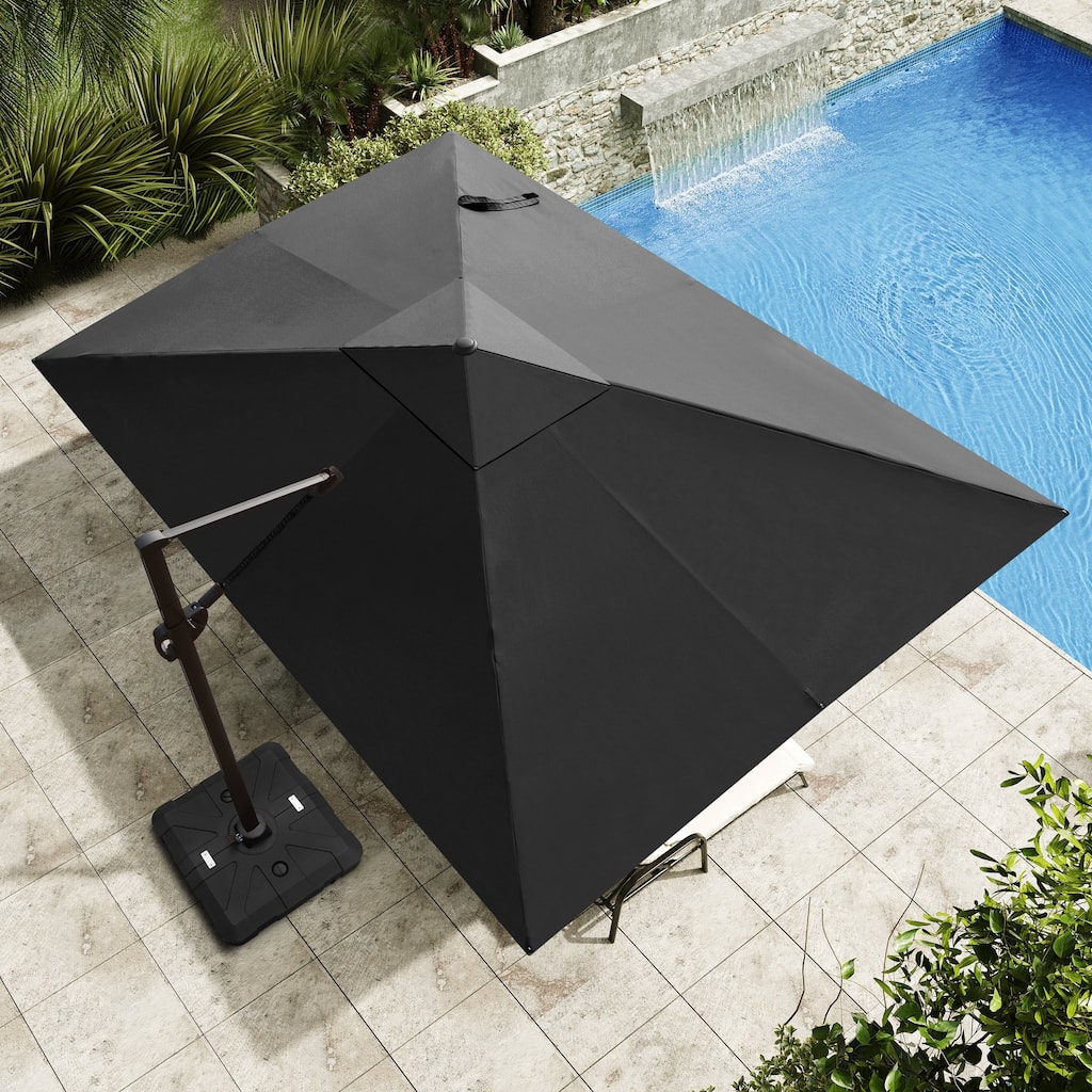 9 x 12 ft Outdoor Patio Cantilever Offset Umbrella with Heavy Duty Sand Water Fillable Base