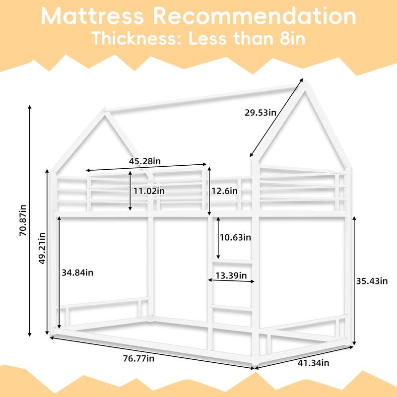 Metal Twin over Twin Bunk Bed Heavy-duty Sturdy Metal