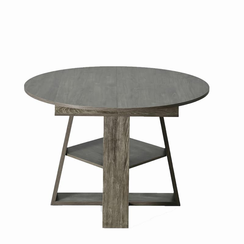 43"-59" Extendable Oval Dining Table with Storage Base, Modern Round to Oval Kitchen Table