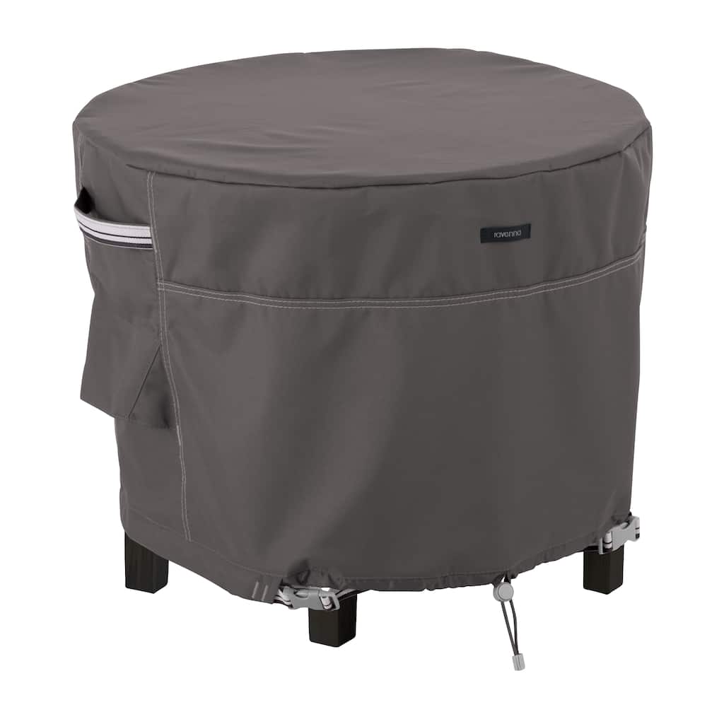 Classic Accessories Ravenna Round Patio Ottoman/Table Cover - Premium Outdoor Furniture Cover with Water Resistant Fabric