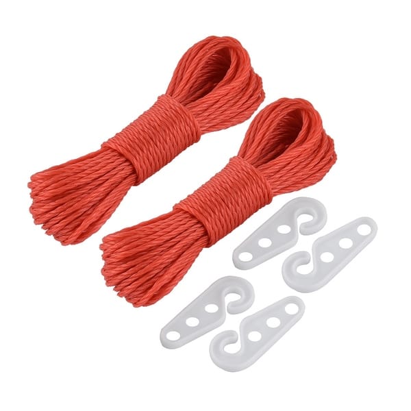 2pcs Laundry Outdoor Nylon Hanging Clothes Rope Line Clothesline 33Ft - Red  - Bed Bath & Beyond - 17673211