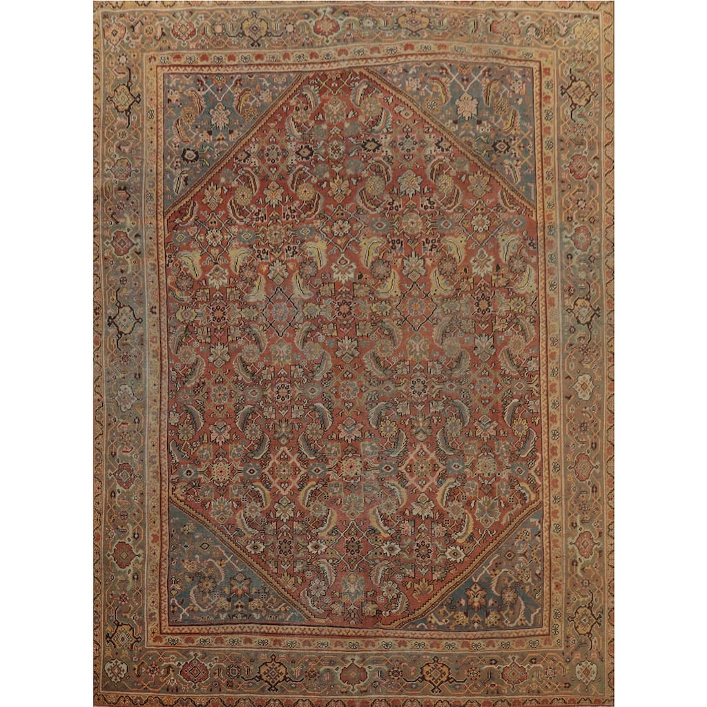 Hand Knotted Oriental 100% Wool Carpet Traditional Floral Oranges & Rust Sultanabad Area Rug - 10' 7'' X 10' 0''
