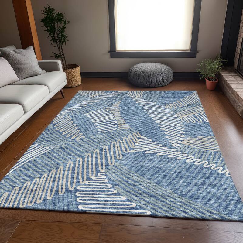 Premium Washable Super Soft Contemporary Leaf Mayfield Rug