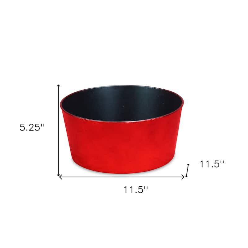 HomeRoots 12" Red Recycled Plastic Indoor Outdoor Round Pot Planter