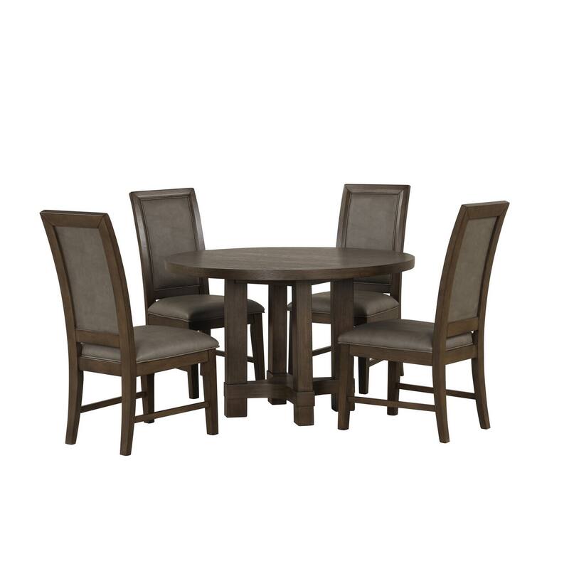 Brown/Gray Polyester Upholstered Wood Frame Dining Chair, Set of 2, Sturdy Dining Chair for Dining Rooms - 19