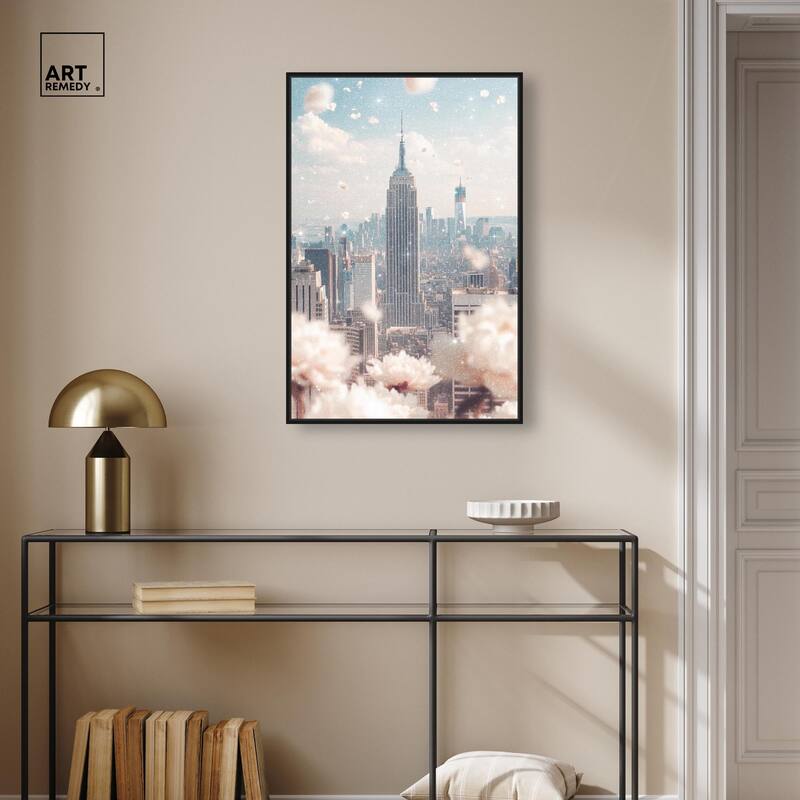 Peonies Over New York Canvas by Art Remedy