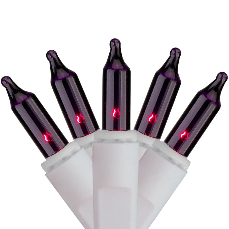 100 Count Purple Mini Icicle Christmas Lights - White Wire - Icicle Lights