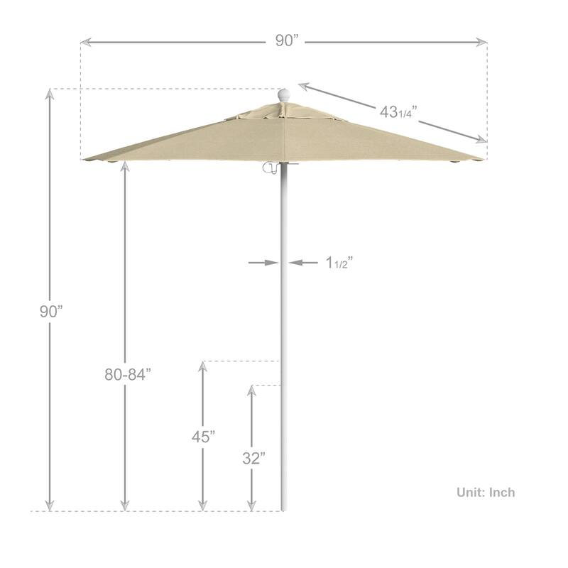 California Umbrella 75' Venture Series Patio Umbrella, White Aluminum Pole Fiberglass Ribs Push Lift Sunbrella