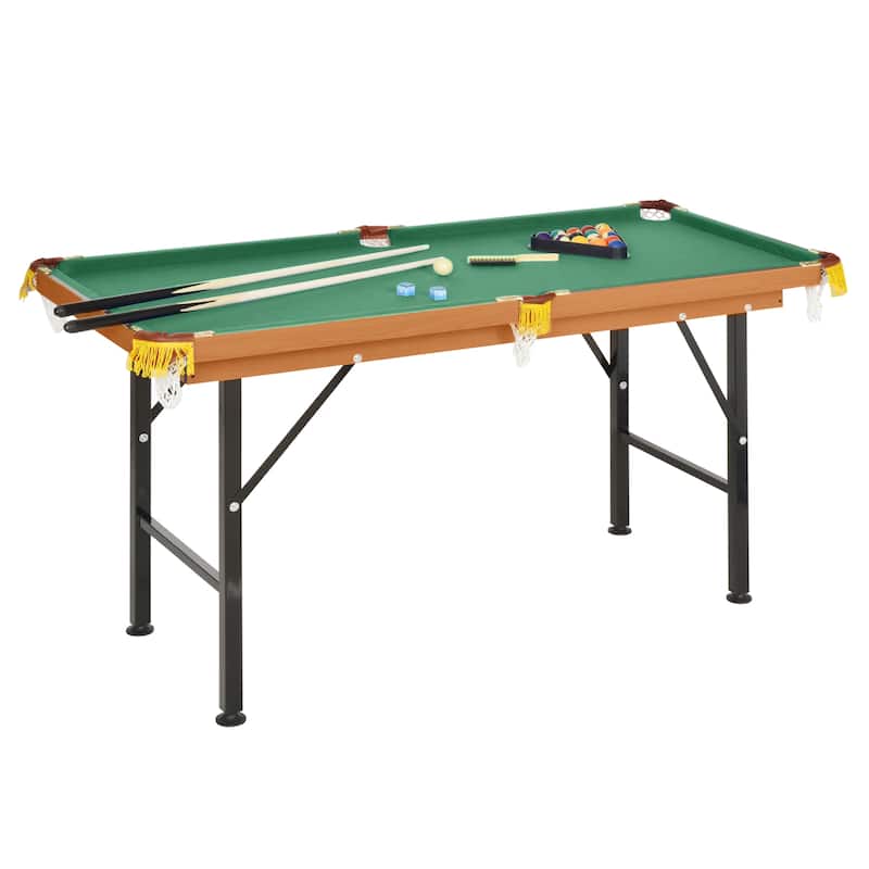 HomCom 55 in Realistic Fleece Compact Lightweight Foldable Pool Billiards Table
