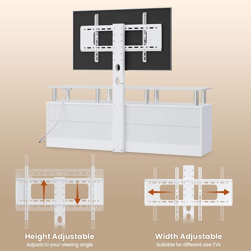 LED TV Stand with Mount Power Outlet TV Mount for 32 to 75 in TVs Drawers