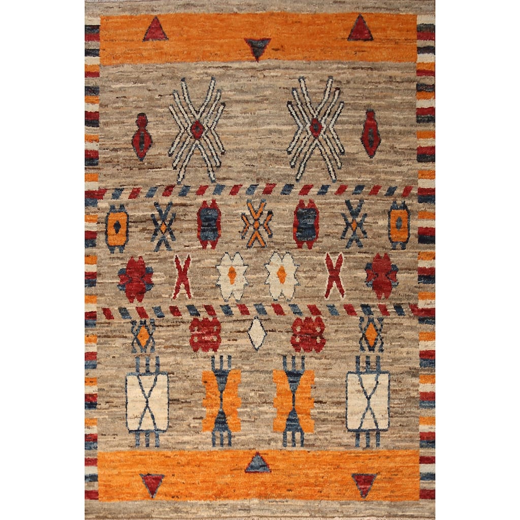 Geometric Moroccan Oriental Area Rug Handmade Wool Carpet - 7'0" x 9'8"