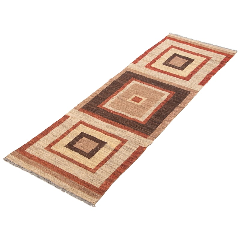 ECARPETGALLERY Flat-Weave Natural Khaki Wool Tapestry Kilim - 2'8 x 8'10