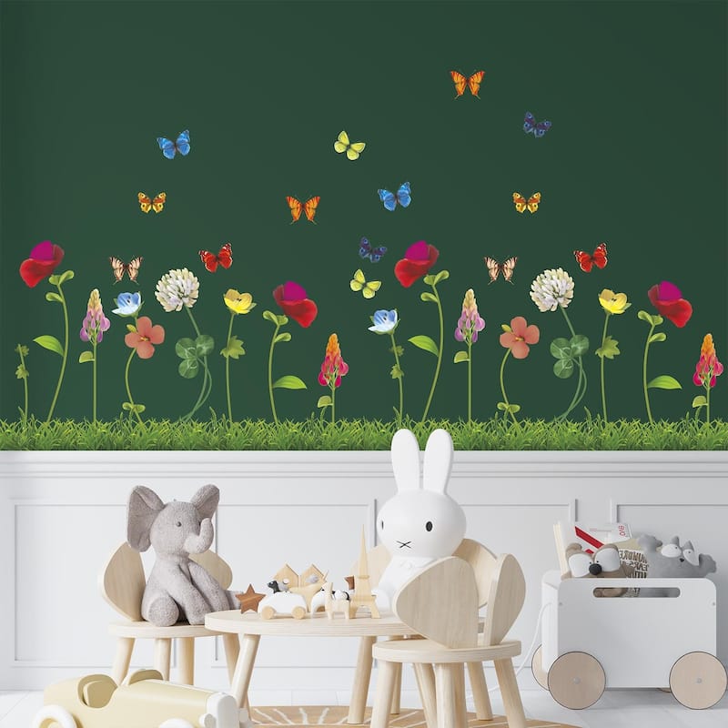 Happy Garden with Butterflies Home Decals DIY Decor