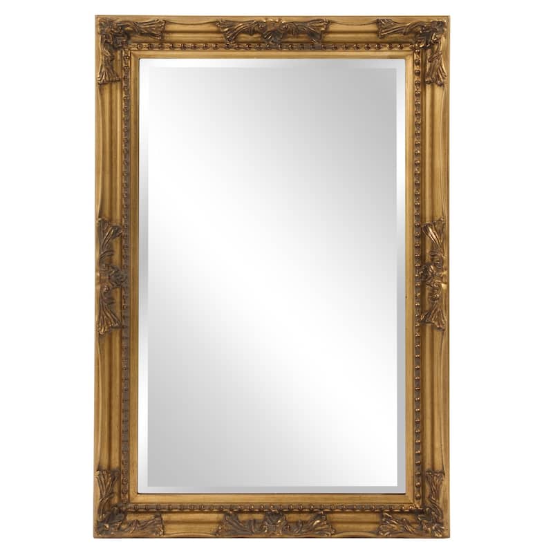Rectangular Antiqued Gold Wood Frame Mirror - 33" H x 25" W