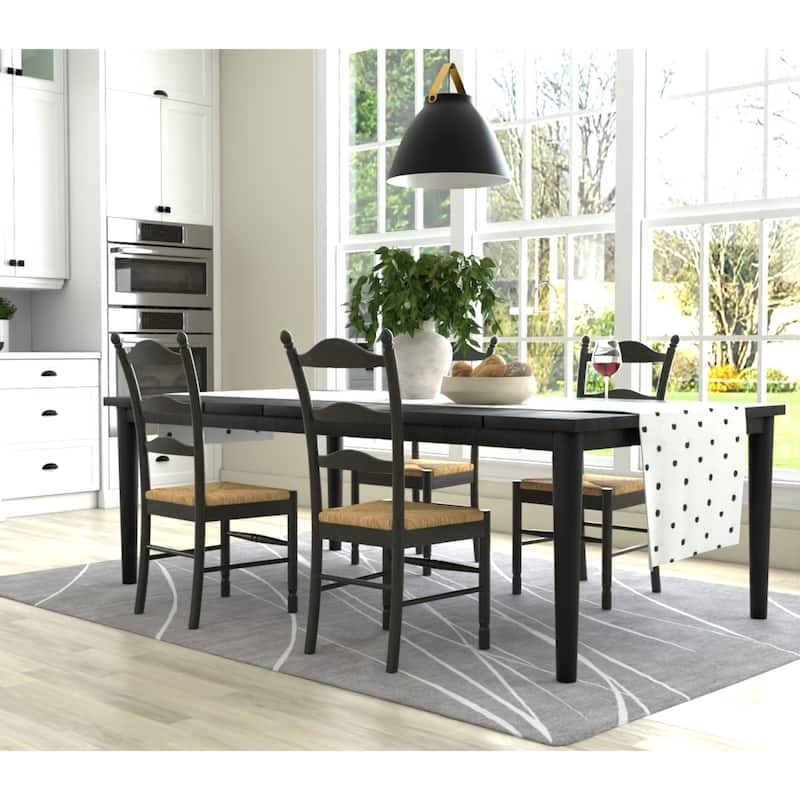 Ladder Back Woven Seat Dining Chair - 38" - Antique Black