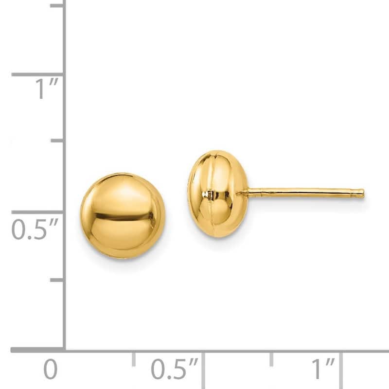 Curata 14k Yellow Gold Polished 8mm Button Post Earrings