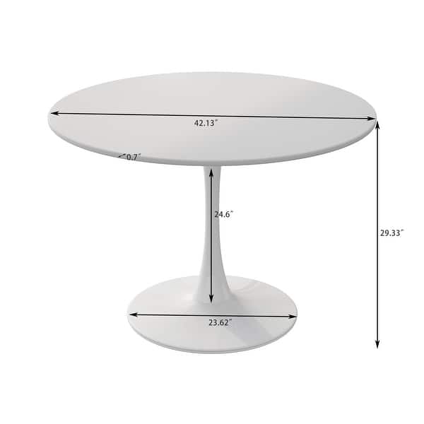42"H Modern Round White Dining Table with Metal Base and MDF Top - Bed ...