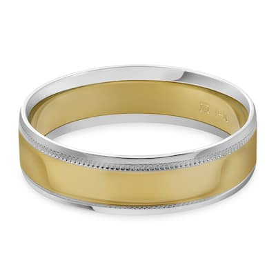Mens White & Yellow Gold 6MM Wedding Band Ring Two Tone