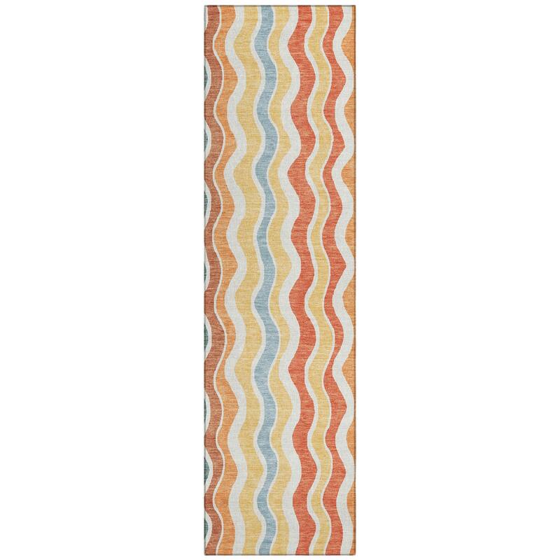 Machine Washable Indoor/ Outdoor Funky Stripe Chantille Rug