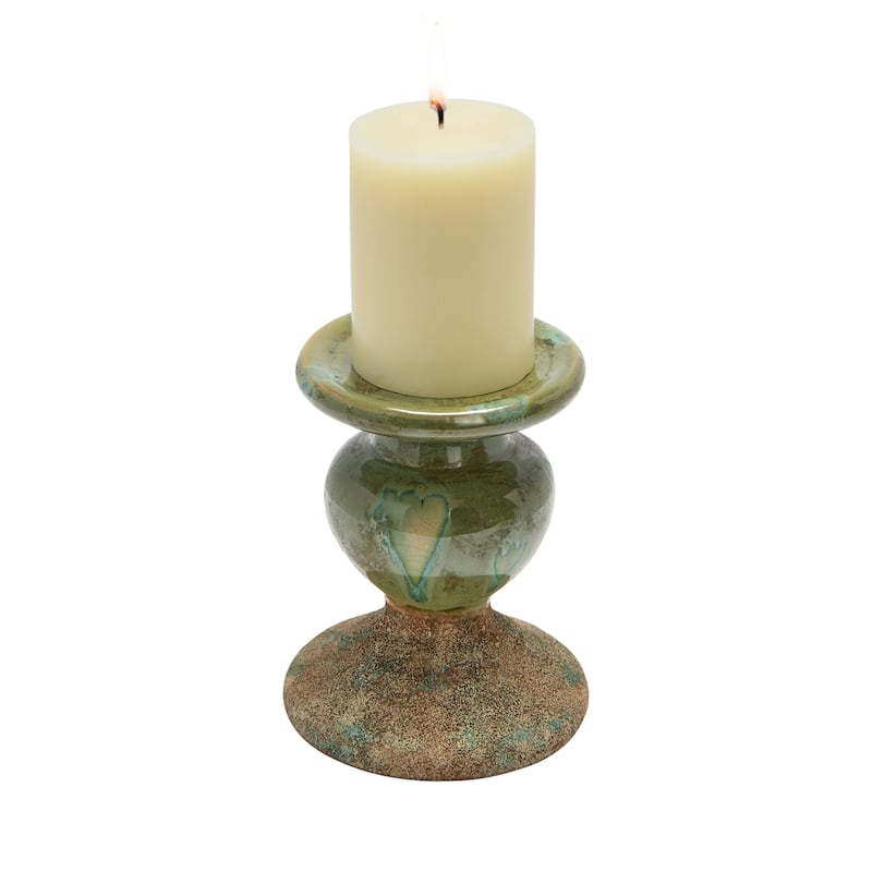 Sculptural Terracotta Pillar Candle Holder