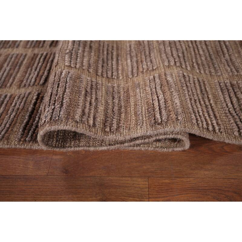 Hand Knotted Oriental 100% Wool Carpet Modern All-Over Brown Moroccan Area Rug - 13' 1'' X 8' 9''