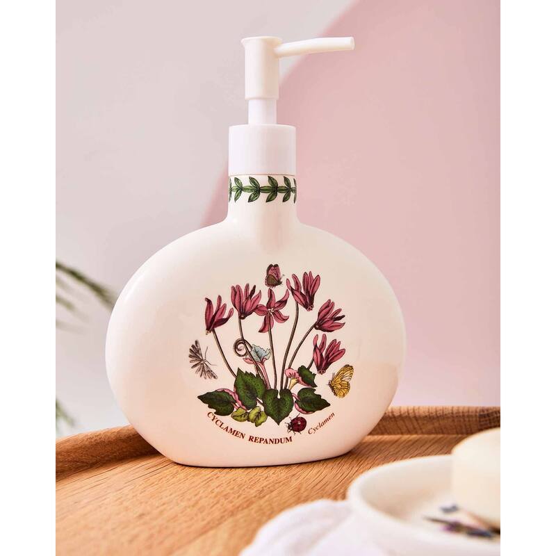 Portmeirion Botanic Garden Soap Dispenser - Cyclamen Motif - 7.5 in