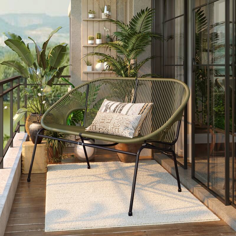 Naomi Outdoor Hammock Loveseat Bench by Christopher Knight Home - Green