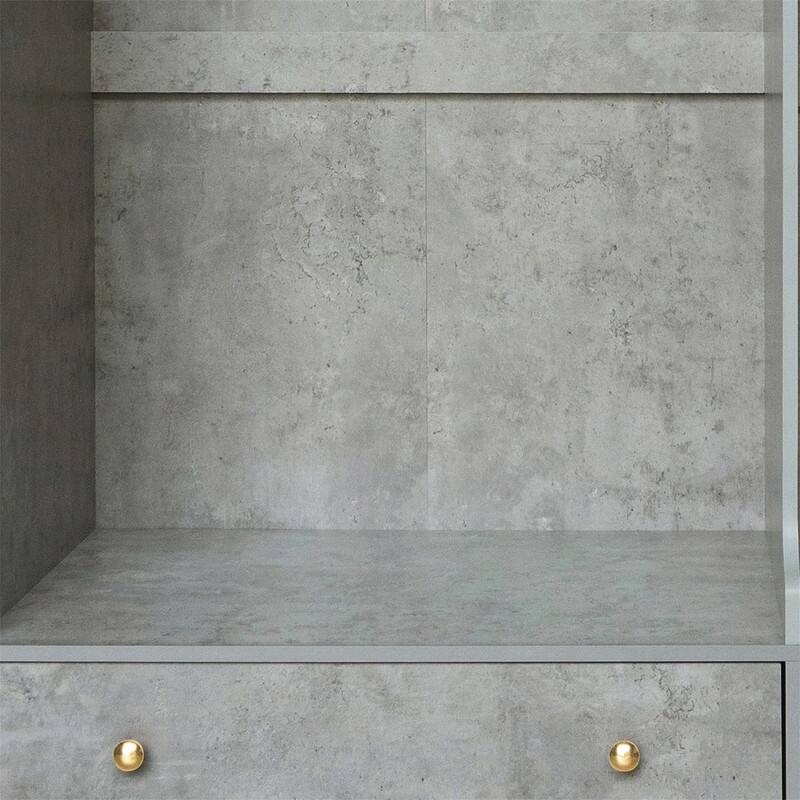 Open Style Wardrobe Closet with 3 Large Storage Drawers and Hanging Rods, Modern Armoire Clothing Organizer with Storage Shelves