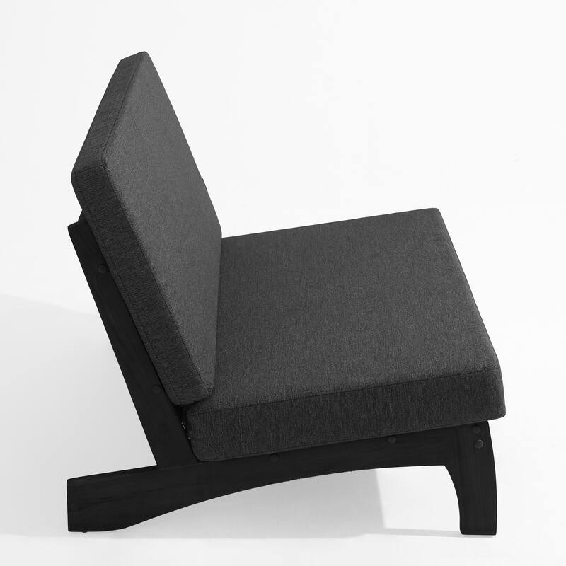 2-Piece Outdoor Teak Wood Loveseat Patio Set with Side Table