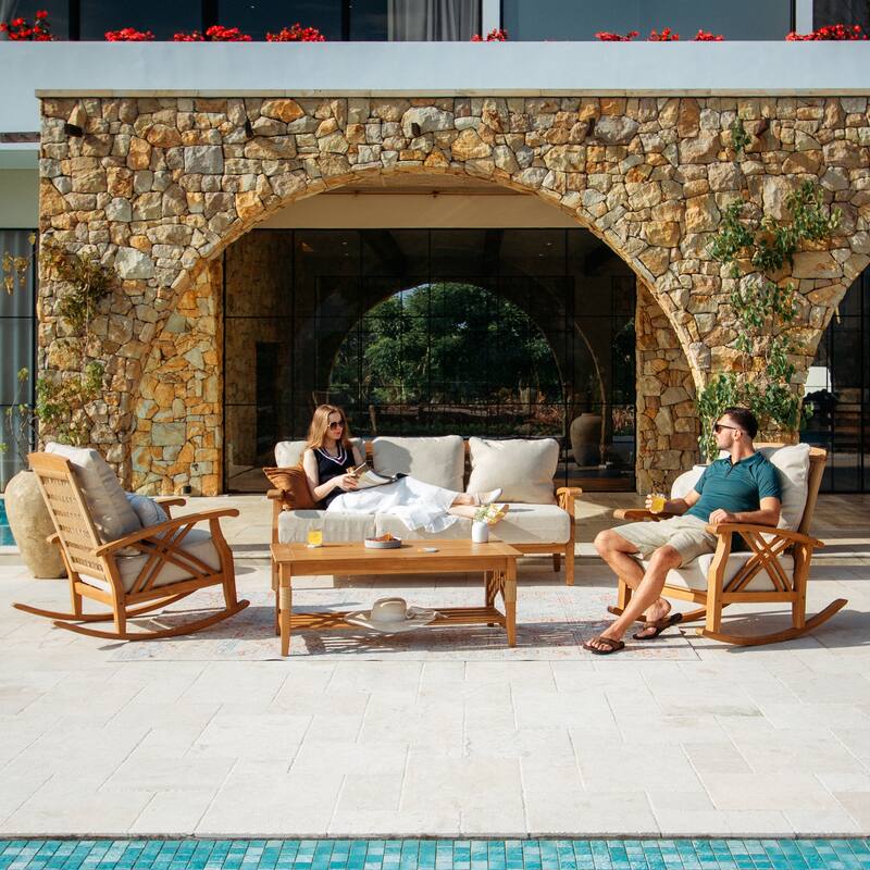 Cambridge Casual Carmel 4-Piece Indonesian Teak Patio Conversation Set