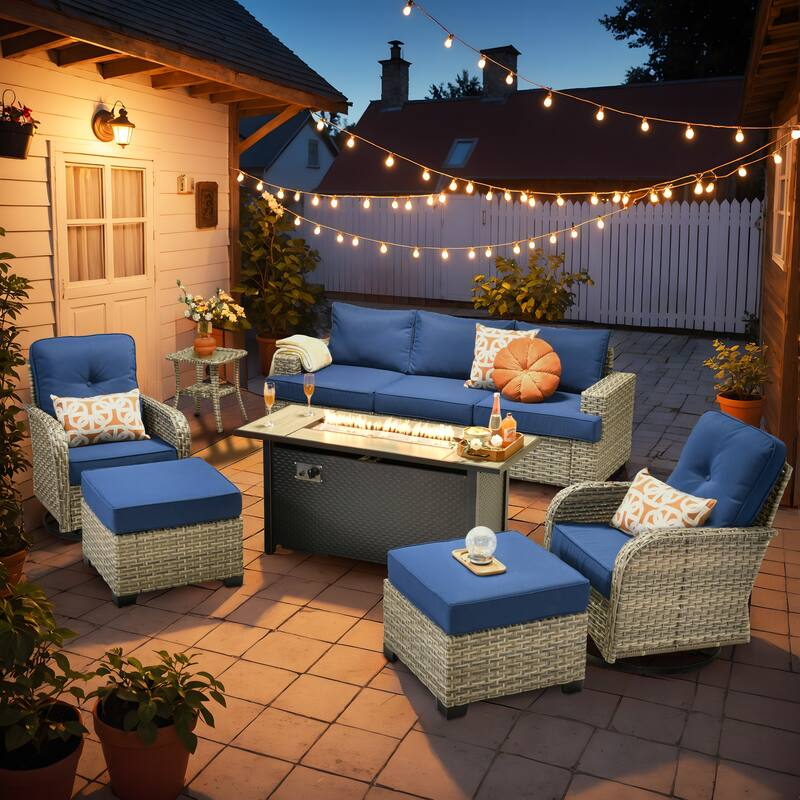 XIZZI 9-piece Outdoor Patio Furniture Fire Pit Set