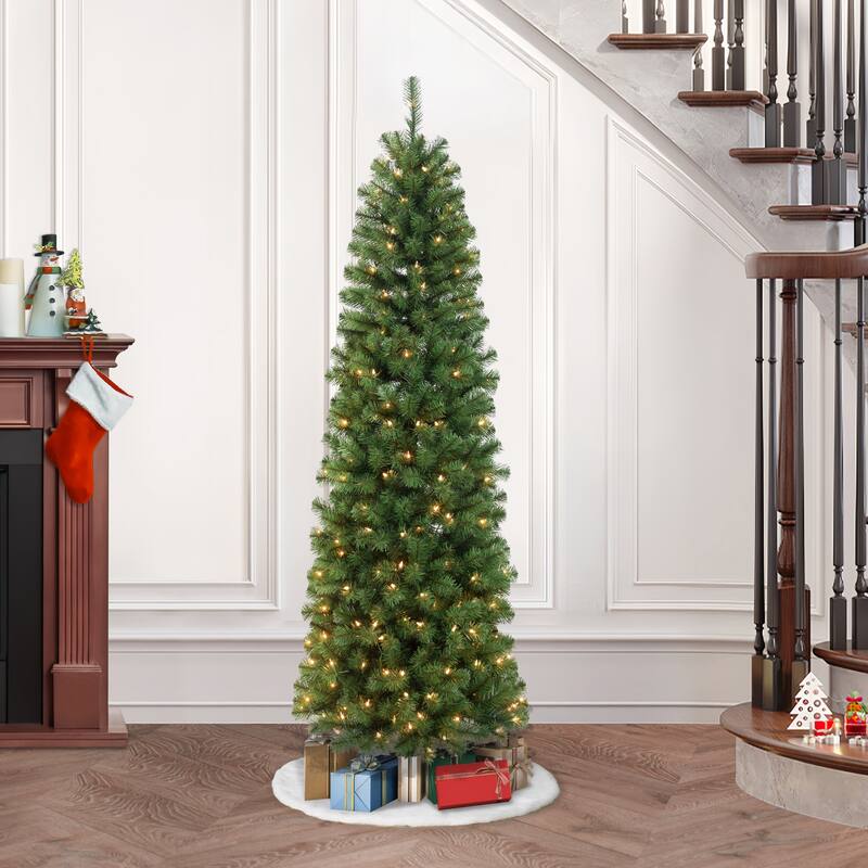 Puleo International Pre-Lit 6.5' Pencil Northern Fir Artificial Christmas Tree