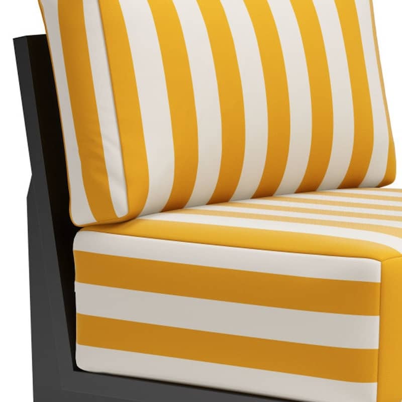 HomeRoots 27" White And Yellow And Black Fabric Striped Side Chair - 27' X '31.5' X '32