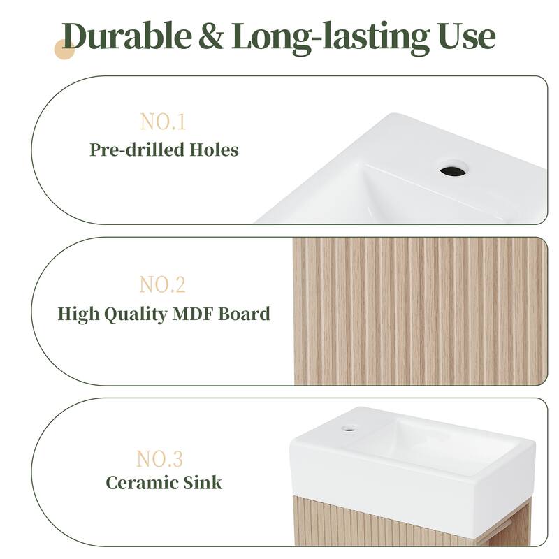 Modern 18.6" Bathroom Vanity with Sink, Two-Tier Shelf, Adjustable Toilet Paper Holder, Freestanding