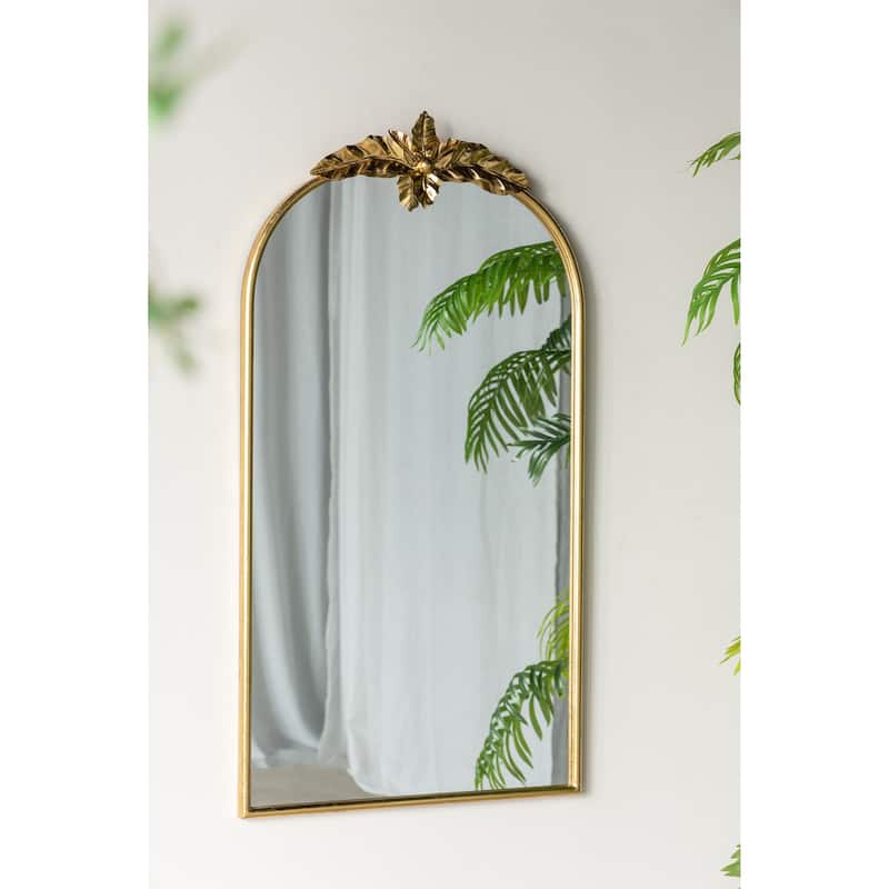 Arched Wall Mirror with Gold Metal Frame