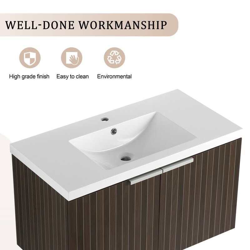 Beingnext 24"/30"/36" Bathroom Vanity with Sink, Floating Bathroom Vanity with 2 Soft Close Doors