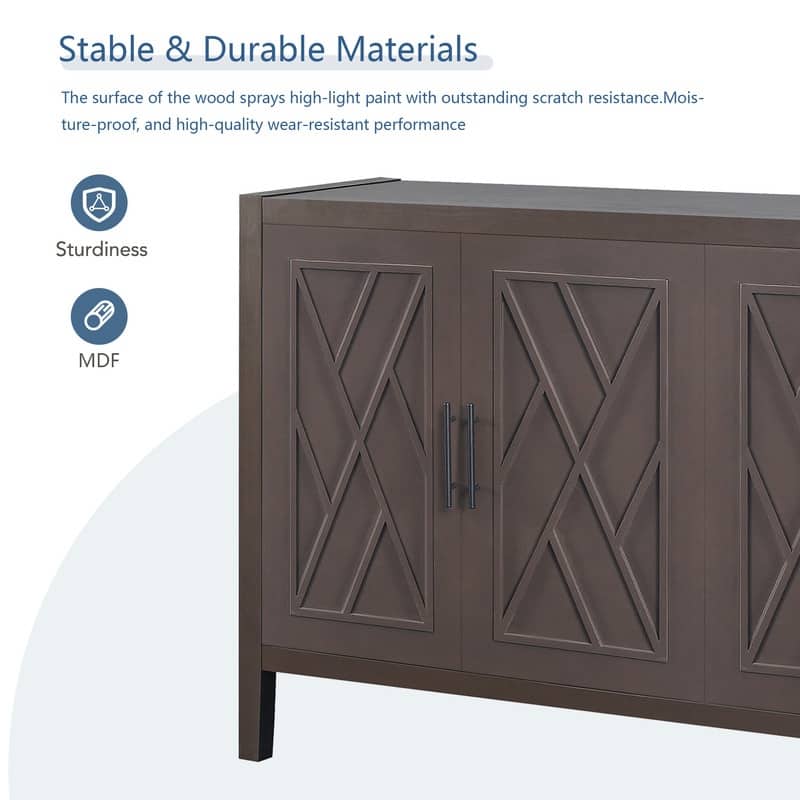 Vintage Style 4 Door Wooden Twill Sideboard