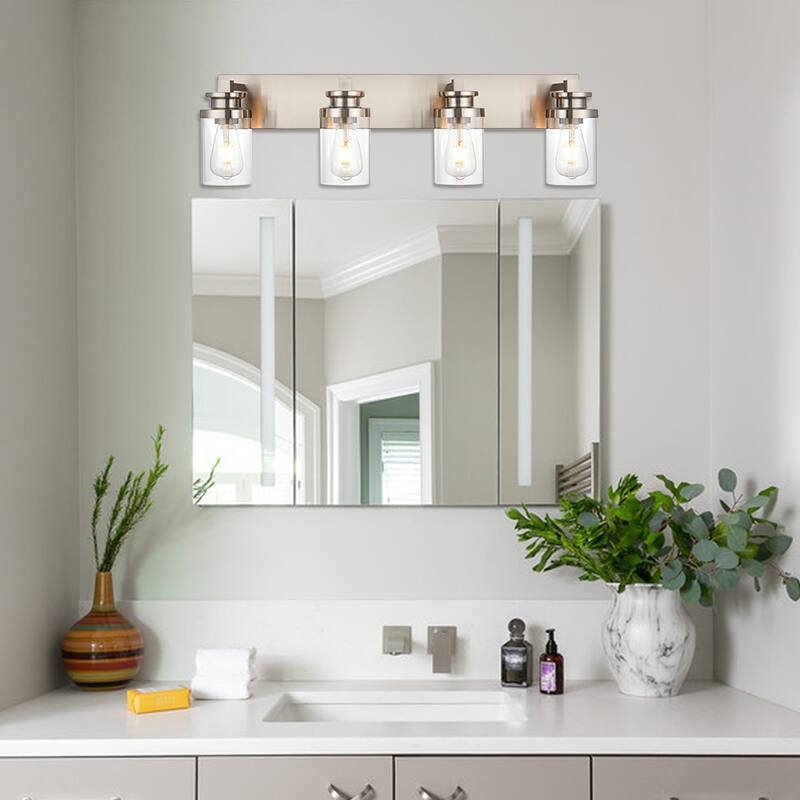 Industrial Vanity Light fixture with Clear Glass Shade