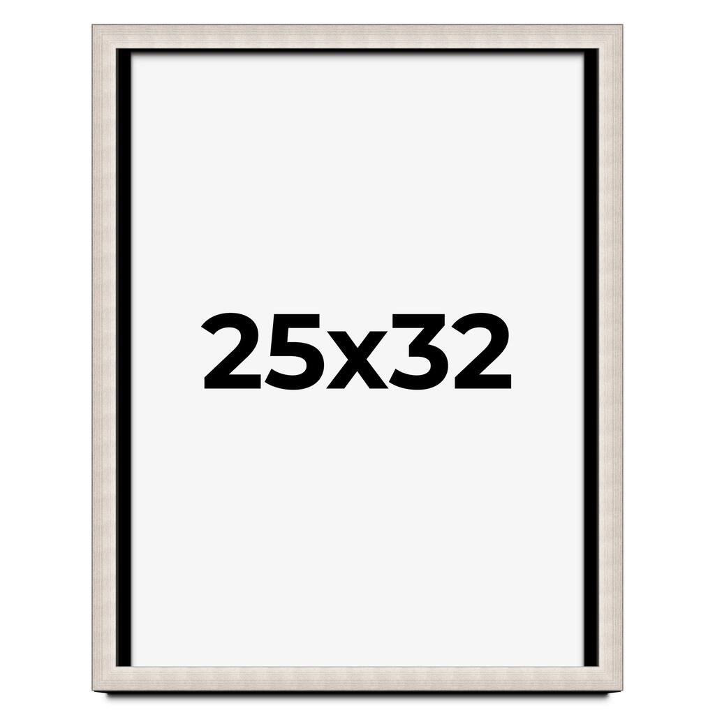25x32 Shadow Box Frame Silver Real Wood Contemporary Shadowbox Display Frame UV Acrylic Front Acid Free Backing and Hardware