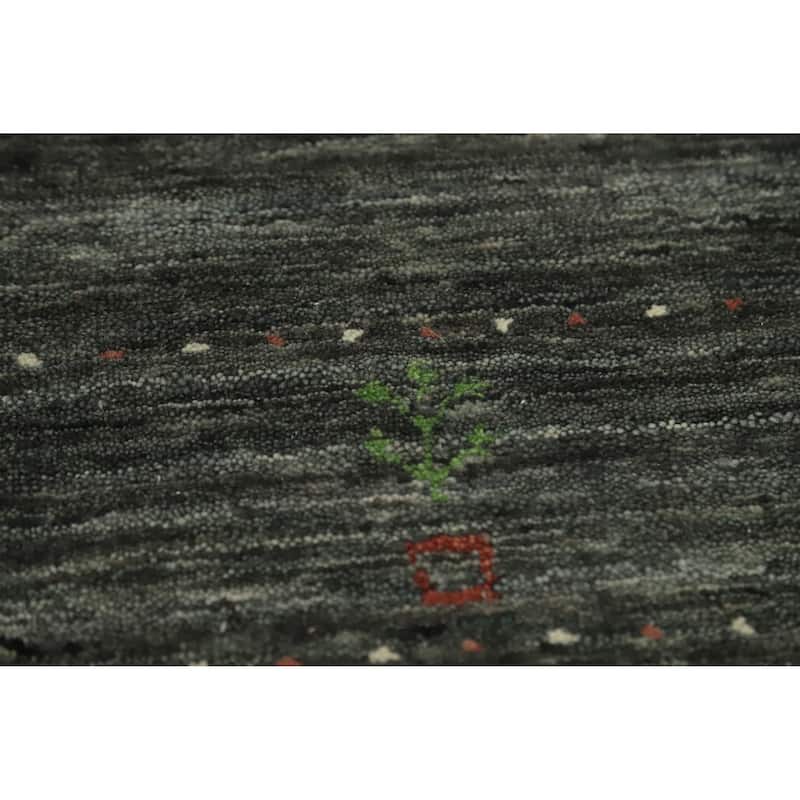 Hand Knotted Oriental 100% Wool Carpet Tribal Animal Pictorial Greys & Charcoal Gabbeh Area Rug - 11' 4'' X 8' 10''