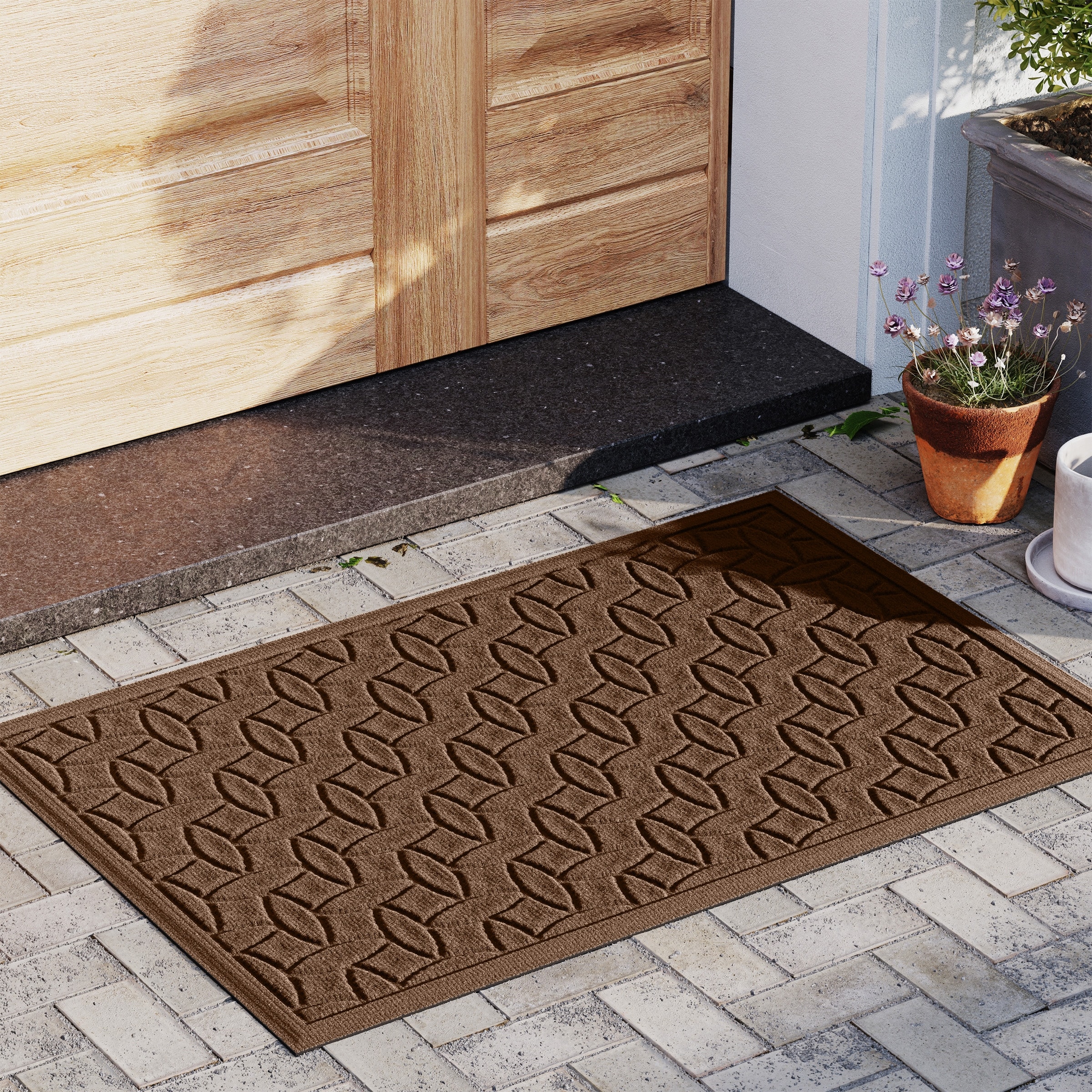 2'x3' Aqua Shield Elipse Indoor Outdoor Door Mat Dark Brown - Bungalow Flooring