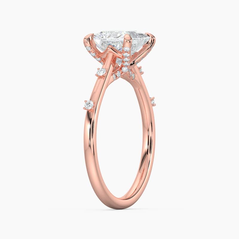 Auriya 14k Gold Petite Diamond Station Princess Lab Grown Engagement Ring 1.00 to 5.00 ct. tw. (F-G, VS)