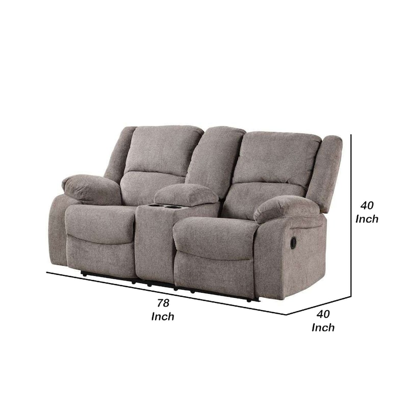 Cem Manual Reclining Loveseat, Pillow Tufted, Mocha Gray Chenille