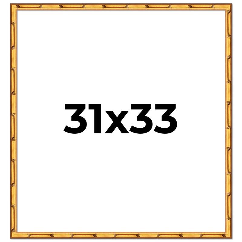 31x33 Frame Gold Bamboo Picture Frame Modern Photo Frame Includes UV Acrylic Shatter Guard Front Acid Free Foam Backing Board