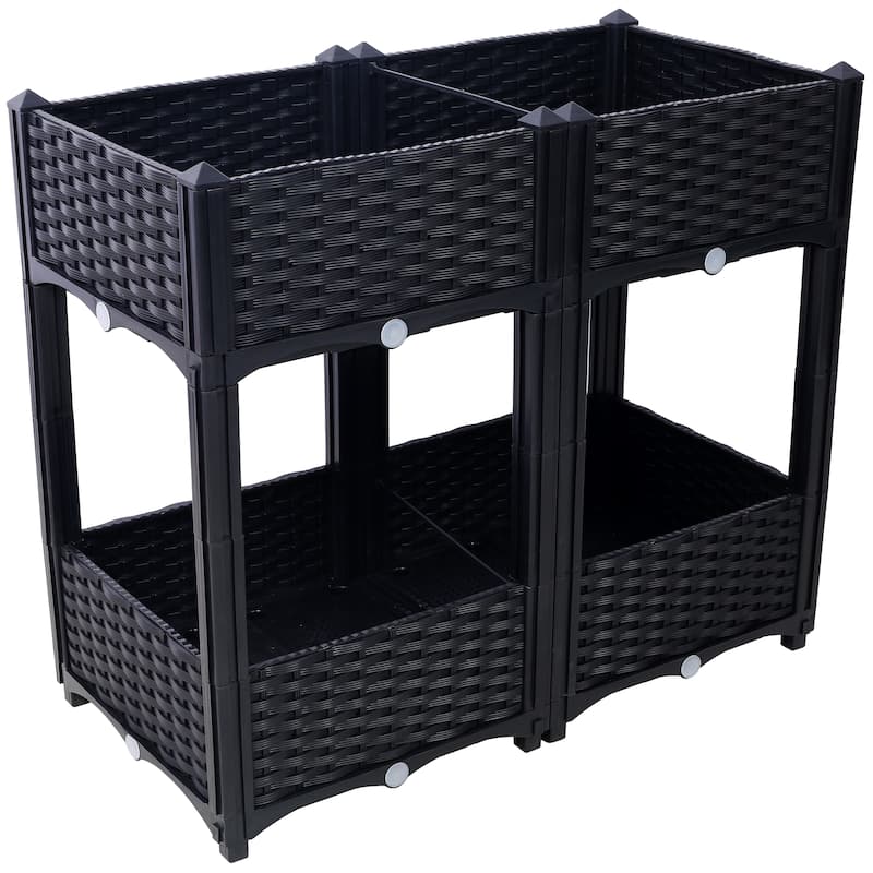 Modern Minimalist Garden Bed with Drainage Plug Raised Bottom Drainage Holes, for Vegetable Flower Herb Outdoor - 8' x 10'