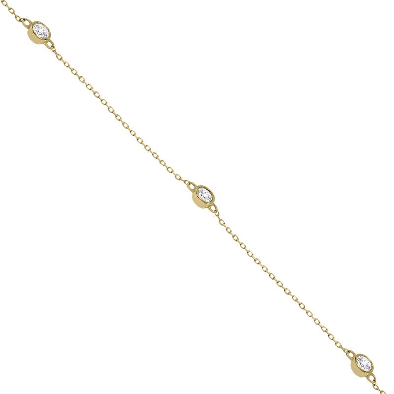 Marquee 1 1/2 Carat TW Bezel Set Diamond Station Necklace in 14K Yellow Gold