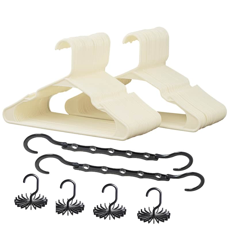 Javlergo 25/50 Pack Plastic Hanger, Space Saving, Sturdy Heavy Duty Clothing Notched Hangers