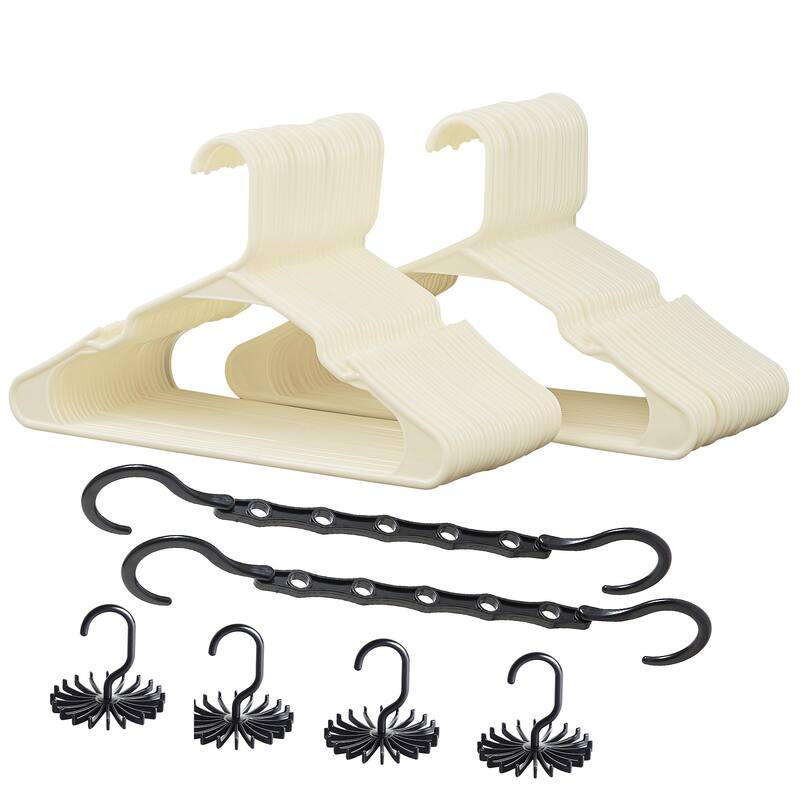 VECELO Plastic Adult Hangers Holds Up To 10 Lbs(25/50 Packs Option), Clothes Hangers - 50 Pack - Beige