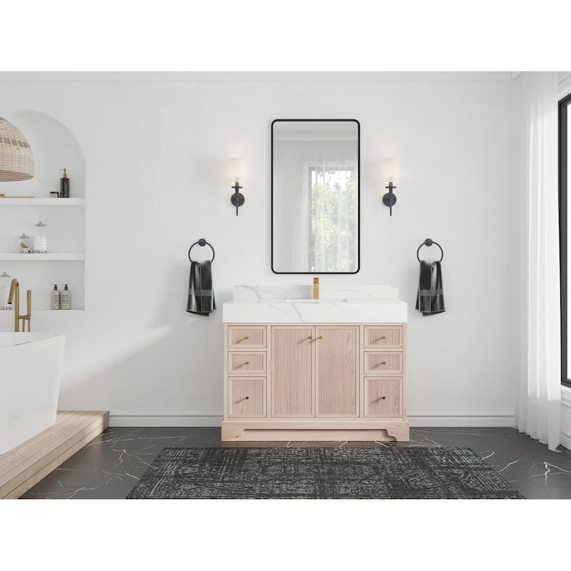 Willow Collections 48 in. W x 22 in. D Manhattan Oak Wood Single Sink Bathroom Vanity with Countertop